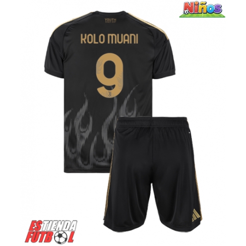 Juventus Randal Kolo Muani #9 Tercera Equipación Niños 2026-27 Manga Corta (+ Pantalones cortos)